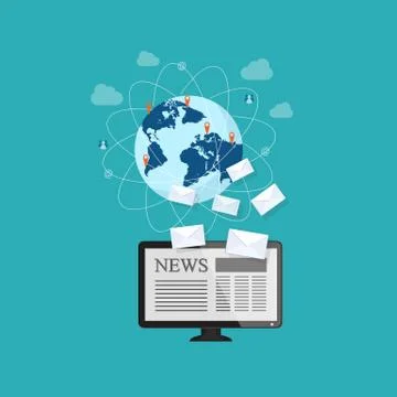 Flat design  monitor with computing elements イラスト素材