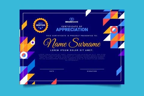 Flat design mosaic certificate Stock Illustration