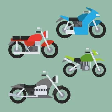 Flat design of motorcycle set Stock Illustration