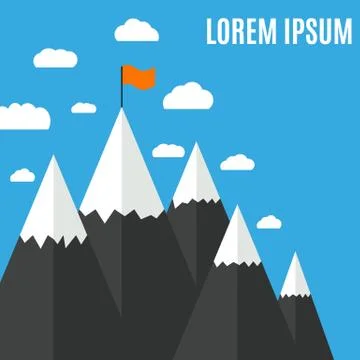 Flat design mountain peak Stock Illustration