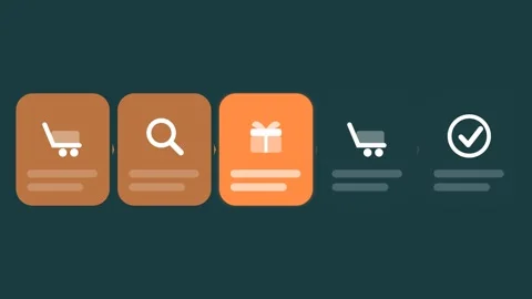 Flat design Multi-item cart recovery animation - teal marketing motion graphic Video stock 342627430