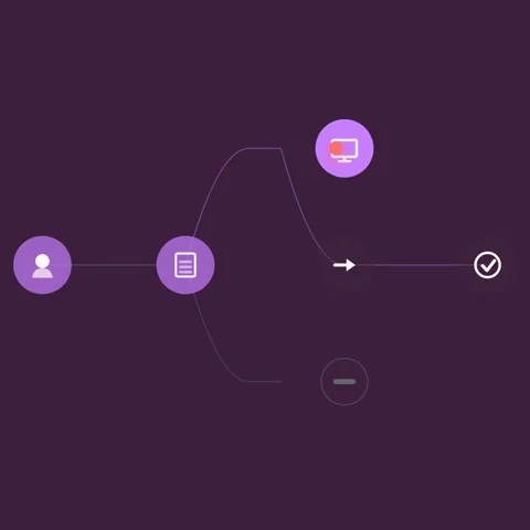 Flat design Multiple stakeholder journey animation - plum marketing motion Stock-Footage 342626434