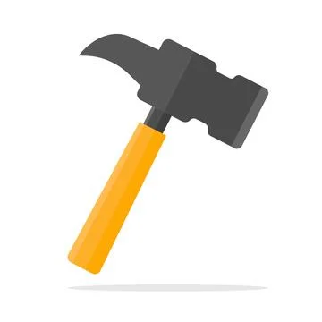 Flat design nail hammer and shadow icon. Claw hammer. Vector. Stock Illustration