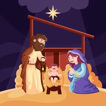 Flat design nativity scene Stock Illustration