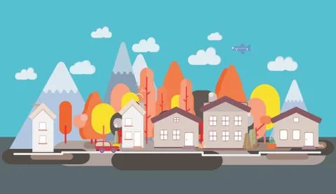 Flat design nature landscape Stock Illustration