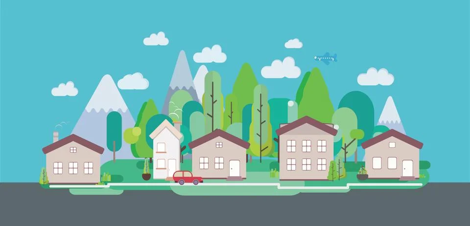 Flat design nature landscape Stock Illustration