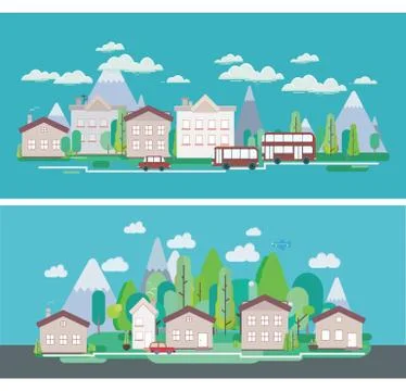 Flat design nature landscape Stock Illustration