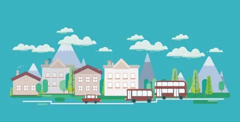 Flat design nature landscape Stock-Illustration