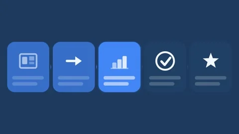 Flat design Navigation path analysis animation - royal blue marketing motion Stock Footage 342626459