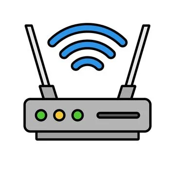 Flat design network router icon. Internet access relay device. Vector. Stock Illustration