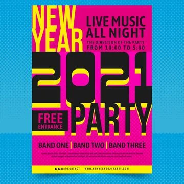 Flat design new year 2021 party poster template Stock Illustration