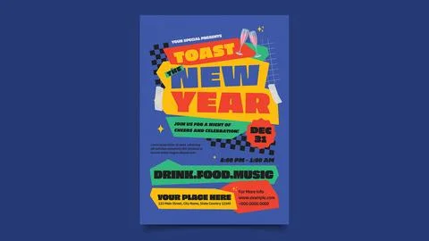 Flat Design New Year Party Stock Illustration