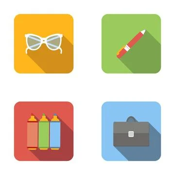 Flat design office and business stationery icons Stock Illustration