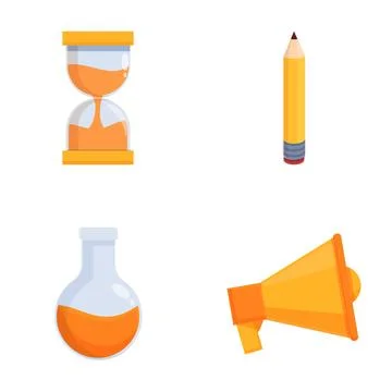 Flat design office and science icons set Stock Illustration