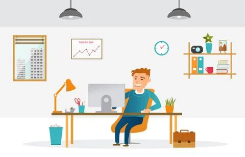 Flat design office Illustrazione stock