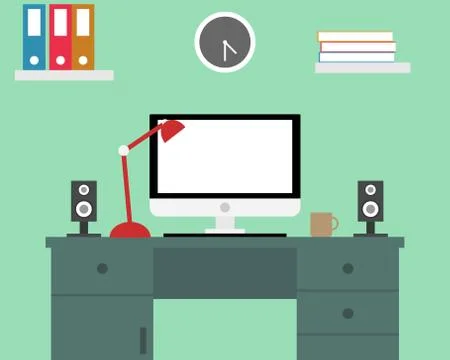 Flat design office room Stock Illustration