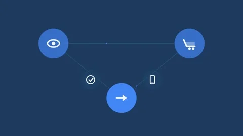 Flat design Offline and online attribution animation - royal blue marketing Видео 342626705