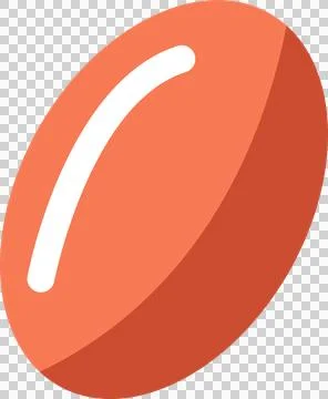 Flat design orange capsule is floating on transparent backdrop with gradient and Stock Illustration