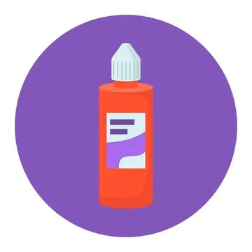 Flat design orange glue bottle on purple background. Simple style adhesive イラスト素材