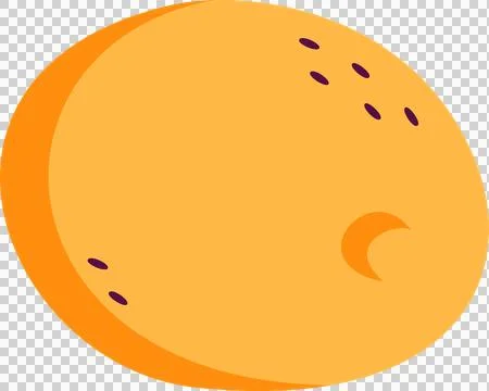 Flat design orange sphere is floating on transparent background with purple Stock Illustration