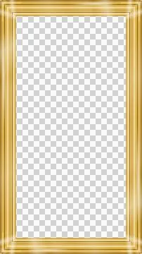 Flat design ornate gold frame is featuring glossy shine with clear background, Illustrazione stock