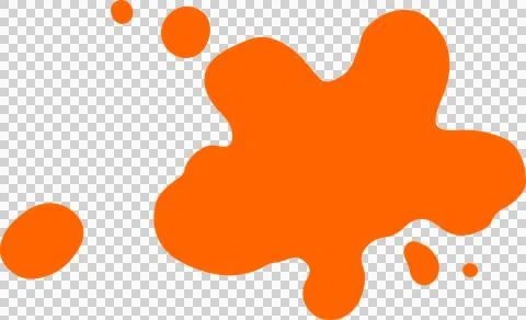 Flat design paint splatter is forming bright orange blob with droplets on Stock Illustration