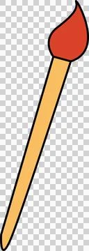 Flat design paintbrush is standing on transparent background with yellow handle Illustration