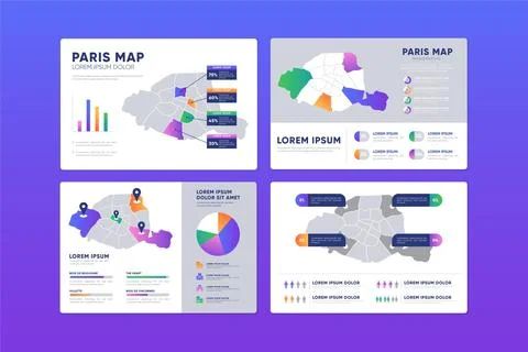 Flat design paris map infographics Stock Illustration