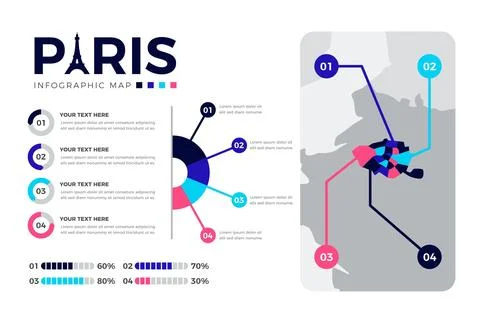 Flat design paris map infographics Stock Illustration