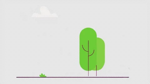 Flat Design Park Landscape with Stylized Trees and Cloud Stock Footage 322599083