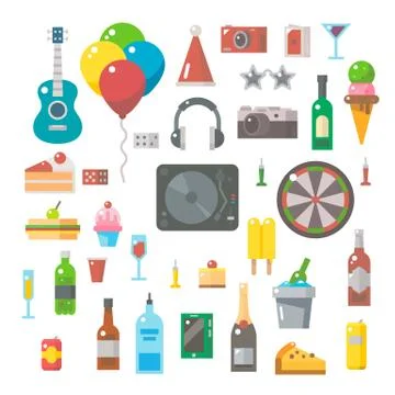 Flat design of party items set Stock Illustration