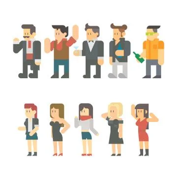 Flat design of party people set Stock Illustration