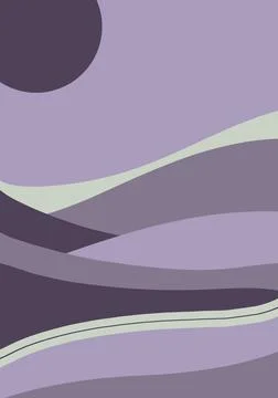 Flat design pastel waves or hills on landscape with sun. Minimal landscape pa Stock Illustration