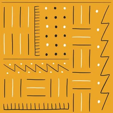 Flat design pattern is showing black lines, zigzag, dotted grids, tick marks on Stock Illustration