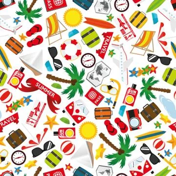 Flat design pattern summer beach holiday Illustrazione stock
