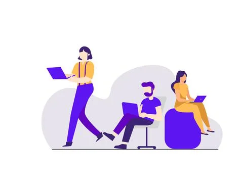 Flat design people on remote work vector Stock Illustration