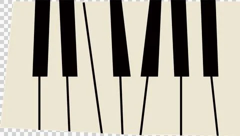 Flat design piano keyboard is floating over transparent background, with beige Ilustração Stock