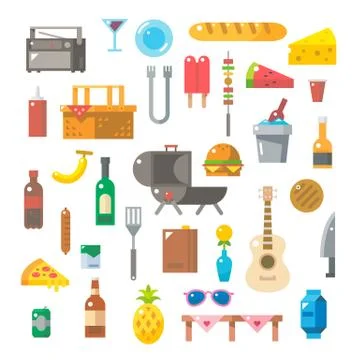 Flat design of picnic items set Stock Illustration