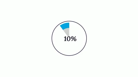 Flat Design Pie Chart with Smooth Animation 10 percent Stock Footage 319211398