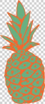 Flat design pineapple is showing green geometric body with orange outline on Stock Illustration