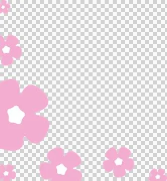Flat design pink flowers with white centers are framing transparent background Stock Illustration