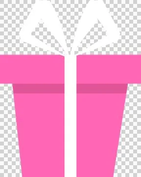 Flat design pink gift box is floating on transparent background with white Stock Illustration