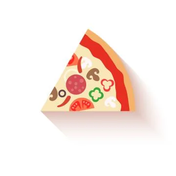 Flat design pizza slice icons isolated. Vector Stock Illustration