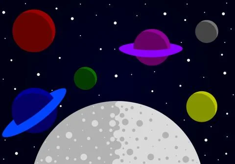 The flat design of the planets in outer space Stock Illustration