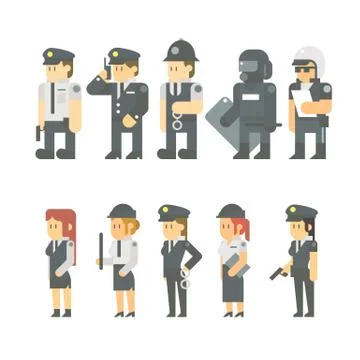 Flat design of police set Stock Illustration