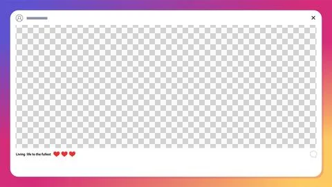 Flat design post showing gradient border, media block  and  heart or comment Stock Illustration