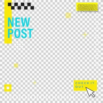 Flat design post is showing NEW POST with CHECK IT OUT button, pointer on Stock Illustration