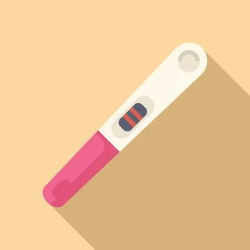 Flat design pregnancy test icon with shadow Stock Illustration