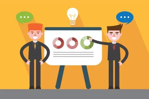 Flat design, presentation business man concept illust Stock Illustration