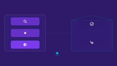 Flat design Price comparison visitor animation - violet marketing motion Vidéo 342626928